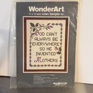 WonderArt Linen Sampler Kit 1816 Mothers God Invented Mothers Vintage New